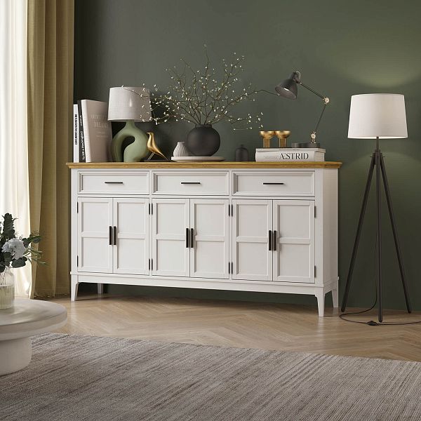 Фото тумба «Квадро-С» 063Ф, цвет белый лак, белый лак-антик 24, серый 7042/антик 24, размер 1801x948x420 из массива сосны в интернет-магазине СиВер