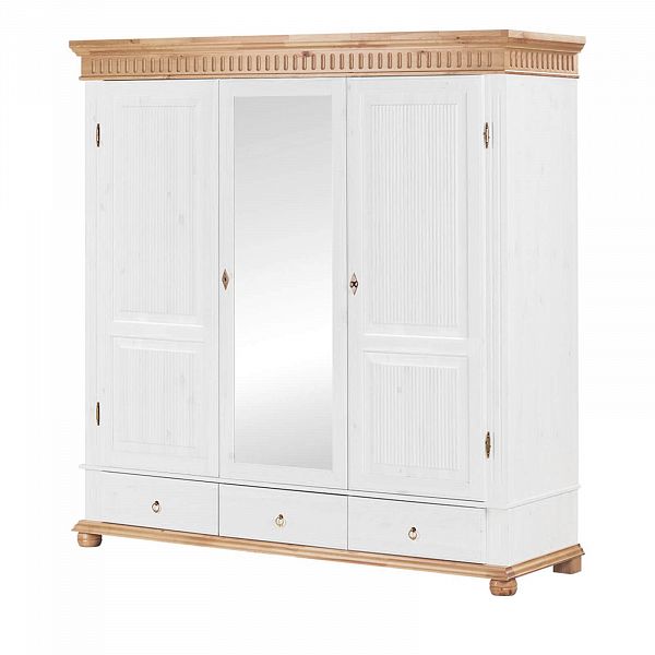 Изображение белорусский шкаф из массива сосны для двоих с зеркалом во весь рост коллекция Хельсинки 5SPGT-M с 5 секциями - скандинавский стиль и качество белорусское производство ММЦ