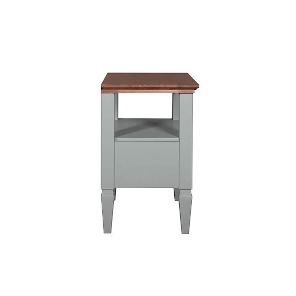 Фото прикроватная тумба в спальню из массива сосны "Ольса" 01 538x646x400, с одним ящиком, серый 7042/антик 24 в стиле кантри в интернет-магазине СиВер