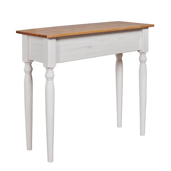 Изображение в интерьере консоль коллекция Консолеа-3 размеры в см 85x75x32 с тремя ящиками - мебель из натурального дерева массива сосны недорого по доступной цене интернет-магазине СиВер белорусского производства ММЦ с доставкой по России