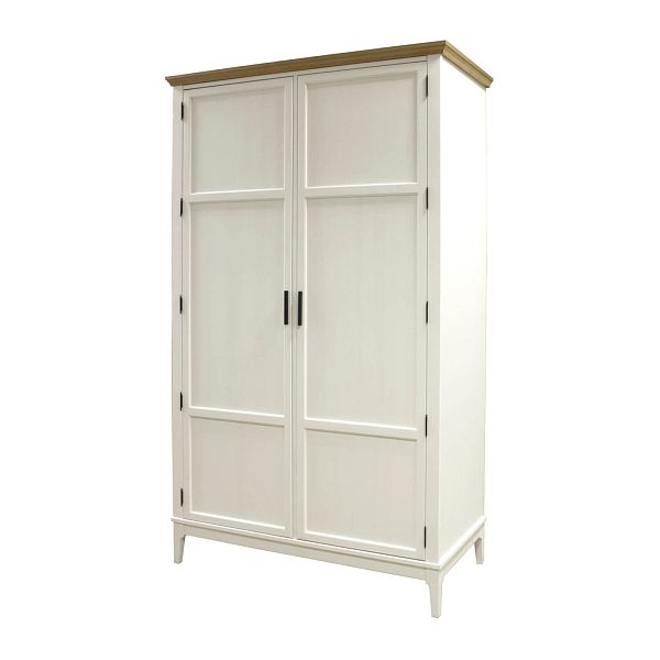 Изображение каталог шкаф для одежды "Квадро-С" 20 (белый лак-антик 24) из массива сосны, размеры 1200x2050x605 в стиле кантри в интернет-магазине СиВер