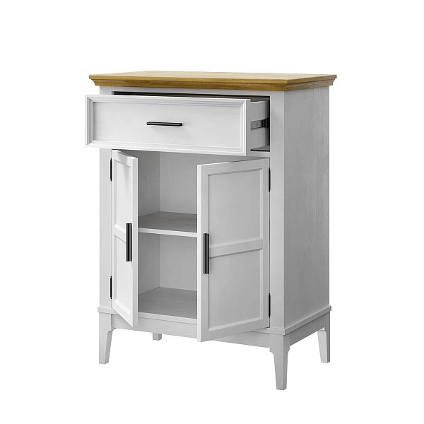 Фото тумба «Квадро-С» 21, цвет белый лак, белый лак-антик 24, серый 7042/антик 24, размер 757x1012x420 из массива сосны в интернет-магазине СиВер