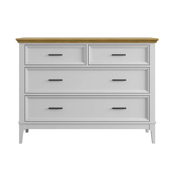 Фото Комода «Квадро-С» 04, цвет белый лак, белый лак-антик 24, серый 7042/антик 24, размер 1276x948x470 из массива сосны в интернет-магазине СиВер