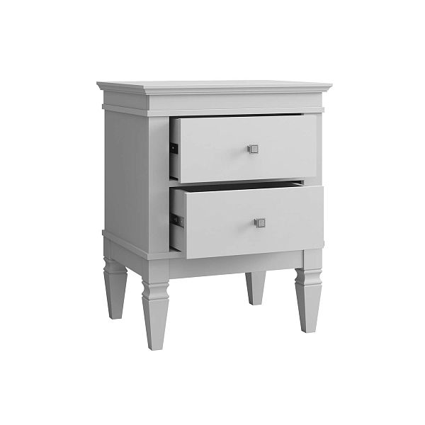 Фото прикроватная тумба в спальню из массива сосны "Ольса- С" 02, 538x676x415 мм., с двумя ящиками, из массива сосны в стиле кантри в интернет-магазине СиВер