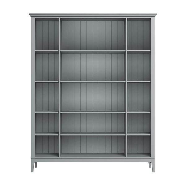 Фото Стеллаж «Квадро-С» 40-205 из массива сосны в гостиную в стиле кантри коллекция «Квадро-С» цвет белый лак, белый лак-антик 24, серый 7042-антик 24, дерево размеры 1643х2047х421 в интернет-магазине СиВер