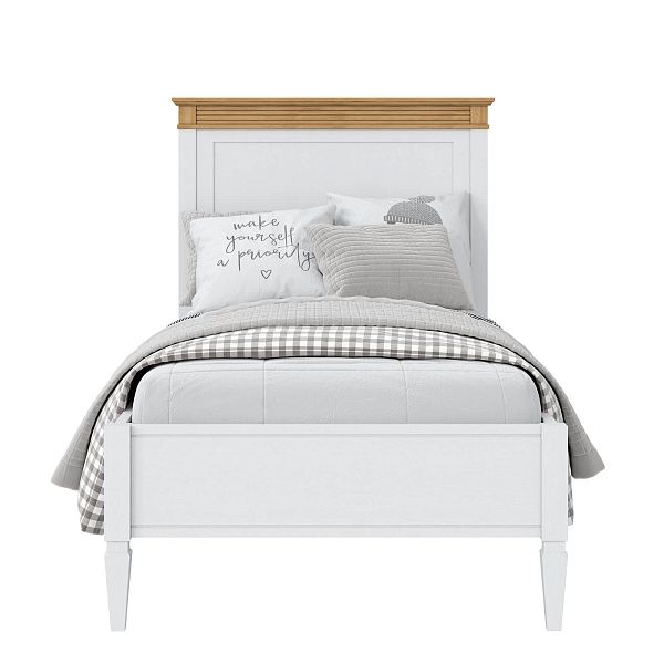 Кровать "Ольса" 90 (белый лак/антик 24) из массива сосны производство Белоруссия, доставка по Москве и России, купить в интернет-магазине СиВер