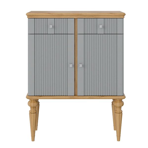 Фото тумба «Рандеву» 22, цвет белый лак/антик 24, серый 7042/антик 24, размер 826x1070x384 из массива сосны в интернет-магазине СиВер