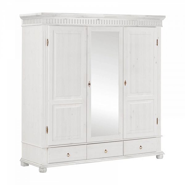 Изображение белорусский шкаф из массива сосны для двоих с зеркалом во весь рост коллекция Хельсинки 5SPGT-M с 5 секциями - скандинавский стиль и качество белорусское производство ММЦ