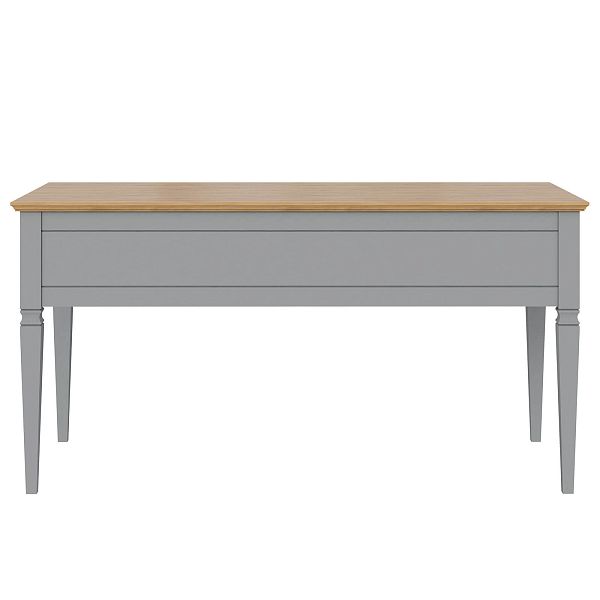 Изображение рабочий белый стол письменный в детскую или кабинет в стиле скандинавский или лофт пример в интерьере как смотрится коллекции "Ольса" 005 149x76x70 (серый 7042/антик 24) для ребенка, взрослого или подростка