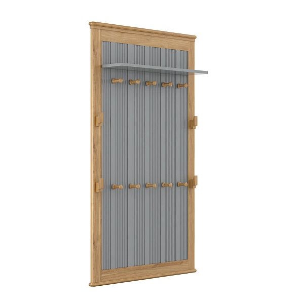 Фото Вешалка настенная коллекция Рандеву - размеры 970х1642х40 (+180 полка) мм, цвет белый лак-антик 24, серый 7042-антик 24, от интернет-магазина СиВер