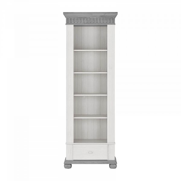 Фото стеллаж в скандинавском стиле в элитный загородный дом или небольшую квартиру коллекции Хельсинки 01 размеры 69x199x43 (антик, белый воск, колониал, серый) из натурального массива дерева сосны с доставкой