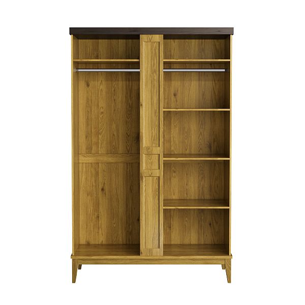 Фото шкаф для одежды из массива сосны в спальню или прихожую в стиле кантри коллекция «Бон Вояж» цвет антик 24-колониал, дерево размеры 1335х2096х590 в интернет-магазине СиВер