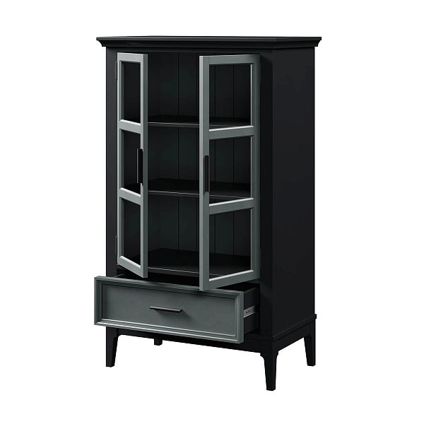 Фото шкаф для посуды из массива сосны в гостиную в стиле кантри коллекция «Квадро-С» цвет белый лак, белый лак-антик 24, серый 7042-антик 24, дерево размеры 757х1272х420 в интернет-магазине СиВер