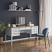Изображение рабочий стол письменный в детскую или кабинет в стиле лофт или скандинавском стиле классика коллекции "Квадро-С" 07 размеры 1582х760х660 мм (цвет белый лак, белый лак/антик 24, серый 7042/антик 24) для ребенка или подростка