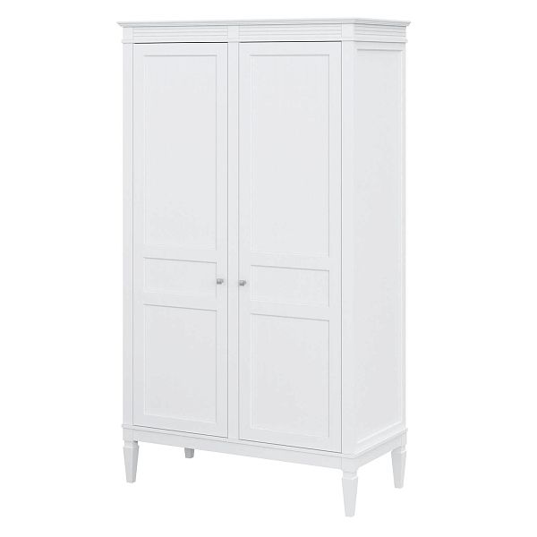 Изображение каталог шкаф для одежды на ножках в гостиную или в спальню из массива сосны "Ольса" 02 (белый лак) двуххдверный, размеры 1220x2129x600 в стиле кантри в интернет-магазине СиВер