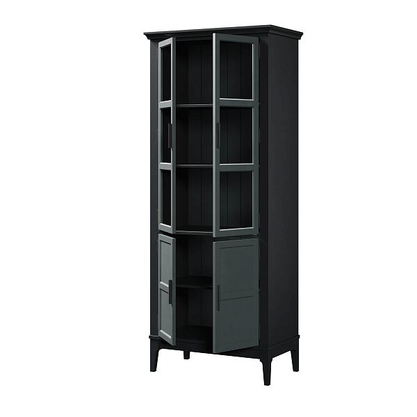 Фото Шкаф для посуды «Квадро-С» 22GT-185 из массива сосны. Цвет белый лак, белый лак-антик 24, серый 7042-антик 24, идеально для стиля сканди, минимал, лофт. С доставкой по России. Материал - массив сосны, размер - 757х1846х420 мм. в интернет-магазине СиВер