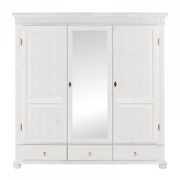 Изображение белорусский шкаф из массива сосны для двоих с зеркалом во весь рост коллекция Хельсинки 5SPGT-M с 5 секциями - скандинавский стиль и качество белорусское производство ММЦ