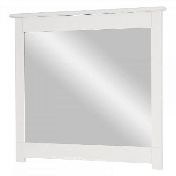 Изображение Фото зеркало в деревянной раме коллекции Рауна в коридор, прихожую или гостиную из массива сосны размеры 100х88х5 цвет белый воск УКВ