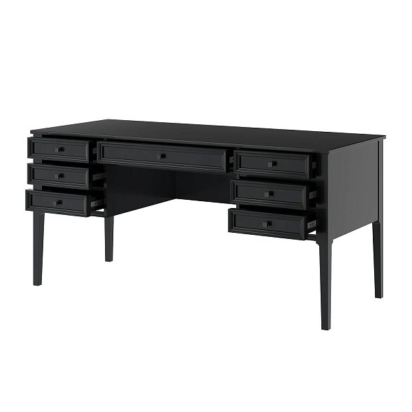 Изображение рабочий стол письменный в детскую или кабинет в стиле лофт или скандинавском стиле классика коллекции "Квадро-С" 07 размеры 1582х760х660 мм (цвет белый лак, белый лак/антик 24, серый 7042/антик 24) для ребенка или подростка