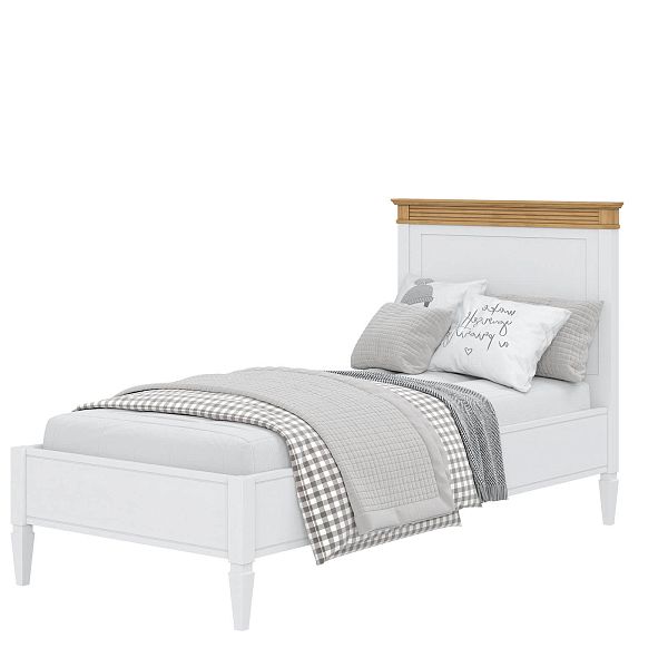 Кровать "Ольса" 90 (белый лак/антик 24) из массива сосны производство Белоруссия, доставка по Москве и России, купить в интернет-магазине СиВер