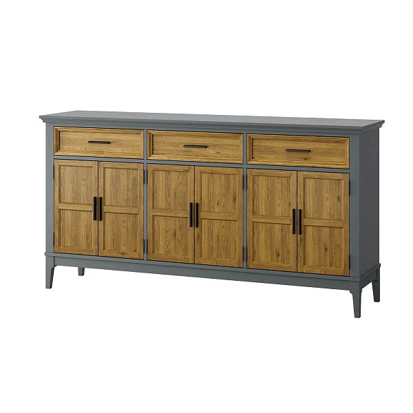 Фото тумба «Квадро-С» 063Ф, цвет белый лак, белый лак-антик 24, серый 7042/антик 24, размер 1801x948x420 из массива сосны в интернет-магазине СиВер