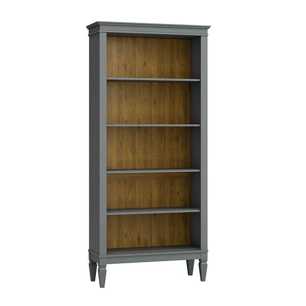 Фото стеллаж из массива сосны в гостиную в стиле лофт или скандинавском стиле коллекция "Ольса-С" цвет белый лак, серый 7042, светлый дерево размеры 93х203х36 в интернет-магазине СиВер