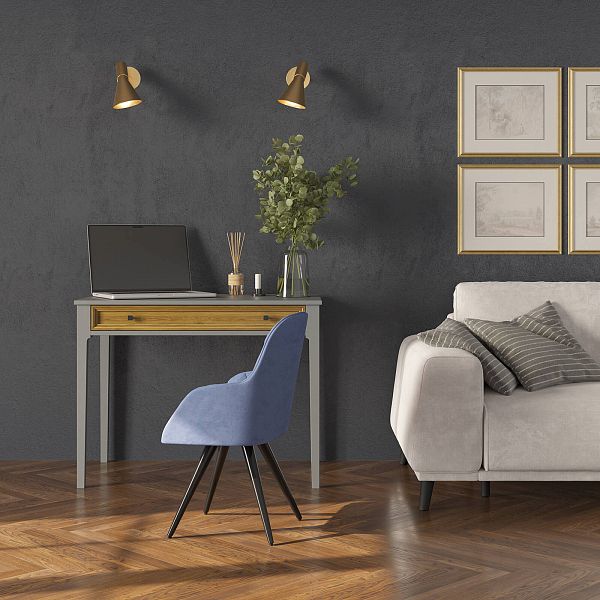 Изображение рабочий стол письменный в детскую или кабинет в стиле лофт или скандинавском стиле классика коллекции "Квадро-С" 01 размеры 994х760х590 мм (цвет белый лак, белый лак/антик 24, серый 7042, серый 7042/антик 24) для ребенка или подростка