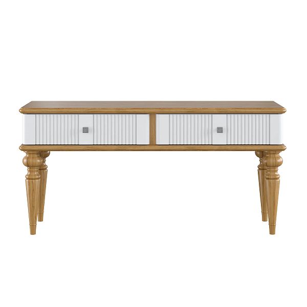 Фото тумба «Рандеву» 02, цвет белый лак/антик 24, серый 7042/антик 24, размер 1132x542x384 из массива сосны в интернет-магазине СиВер