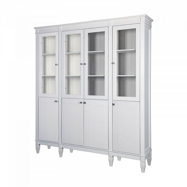 Фото пример широкий стеллаж с квадратными полками из массива сосны в гостиную в стиле лофт или скандинавский коллекция Ольса цвет белый лак, белый лак/антик 24, серый 7042/антик 24, светлый дерево размеры 181,5х202х38 в интернет-магазине СиВер