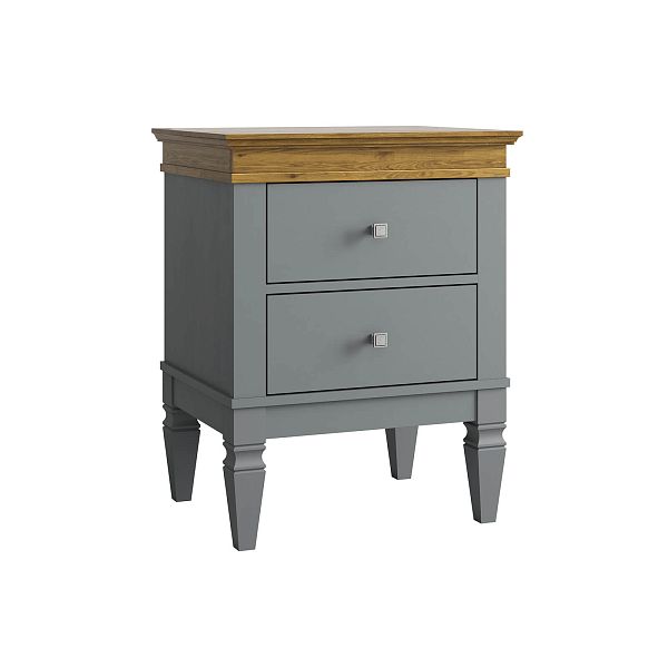 Фото прикроватная тумба в спальню из массива сосны "Ольса- С" 02, 538x676x415 мм., с двумя ящиками, из массива сосны в стиле кантри в интернет-магазине СиВер