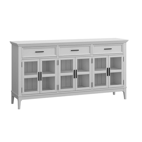 Фото тумба «Квадро-С» 063С, цвет белый лак, белый лак-антик 24, серый 7042/антик 24, размер 1801x948x420 из массива сосны в интернет-магазине СиВер