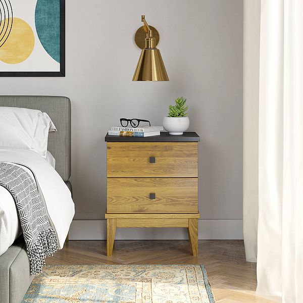 Фото прикроватная тумба в спальню из массива сосны "Бон Вояж" 02 (ФА), 511x641x401, с двумя ящиками, антик 24/колониал в стиле кантри в интернет-магазине СиВер