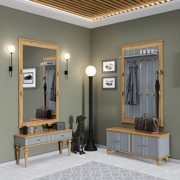 Фото зеркала настенного коллекция Рандеву - размеры 970х1642 мм, цвет белый лак-антик 24, серый 7042-антик 24, от интернет-магазина СиВер