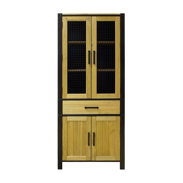 Фото шкаф для посуды из массива сосны в гостиную в стиле кантри коллекция «Фактура-С» бейц-масло-блэк 9, дерево размеры 980х1565х400 в интернет-магазине СиВер