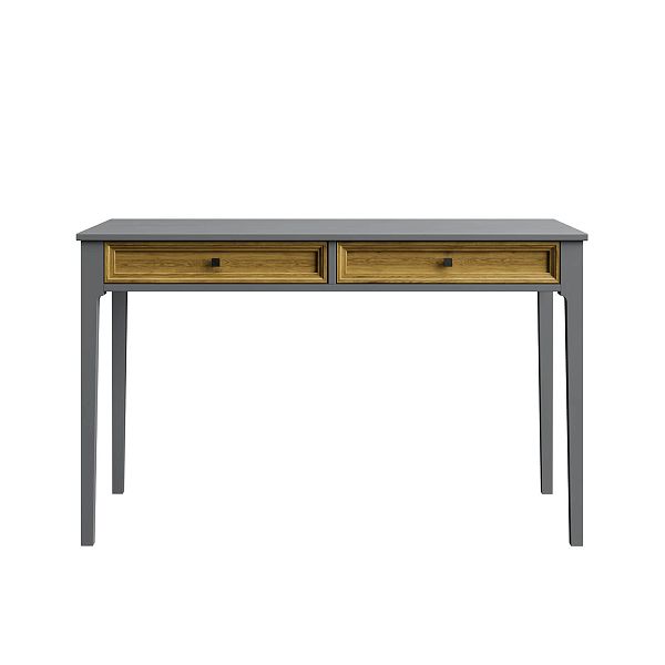 Изображение рабочий стол письменный в детскую или кабинет в стиле лофт или скандинавском стиле классика коллекции "Квадро-С" 02 размеры 1234х760х590 мм (цвет белый лак, белый лак/антик 24, серый 7042, серый 7042/антик 24) для ребенка или подростка