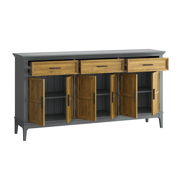 Фото тумба «Квадро-С» 063Ф, цвет белый лак, белый лак-антик 24, серый 7042/антик 24, размер 1801x948x420 из массива сосны в интернет-магазине СиВер