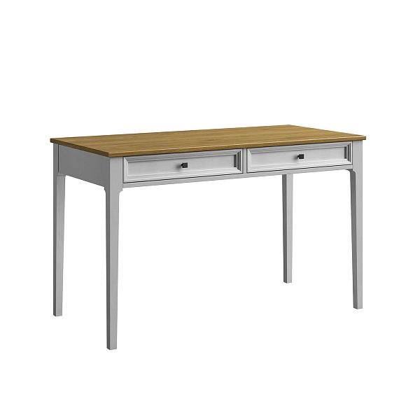 Изображение рабочий стол письменный в детскую или кабинет в стиле лофт или скандинавском стиле классика коллекции "Квадро-С" 02 размеры 1234х760х590 мм (цвет белый лак, белый лак/антик 24, серый 7042, серый 7042/антик 24) для ребенка или подростка