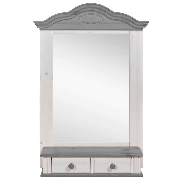 Полка-зеркало "Синди" (белый воск-серый) Образец от интернет-магазина СиВер