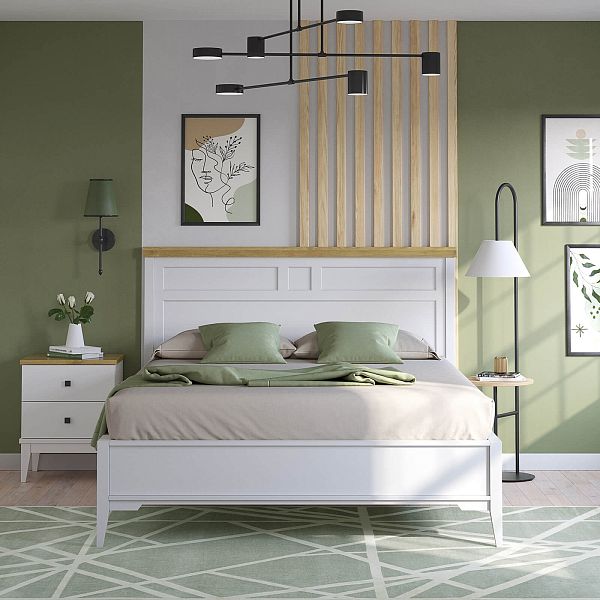 Кровать "Бон Вояж" 160 (белый лак/антик 24) из массива сосны производство Белоруссия, доставка по Москве и России, купить в интернет-магазине СиВер