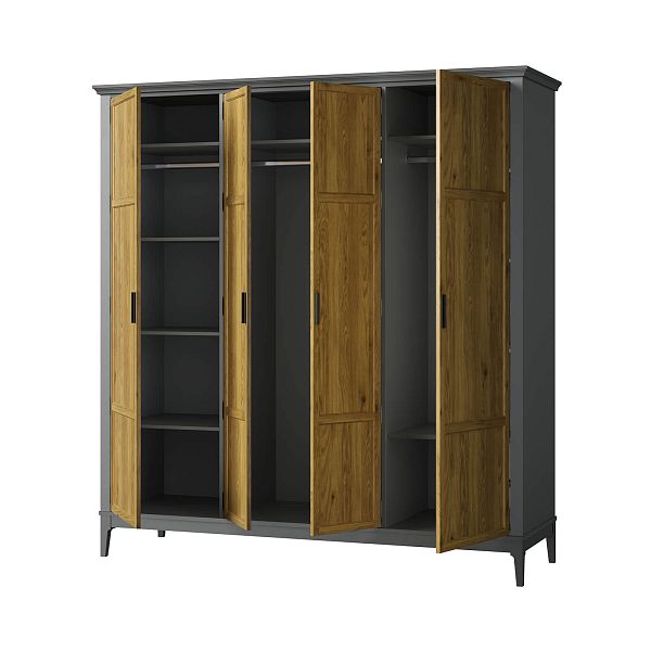 Изображение каталог шкаф для одежды "Квадро-С" 40 (белый лак, белый лак-антик 24, серый 7042-антик 24) из массива сосны, размеры 1919x2047x604 в стиле кантри в интернет-магазине СиВер