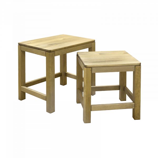 Фото набор небольших столов в детскую или гостиную из массива сосны (цвет бейц/масло/лак) коллекции "КМ-0069" - миниатюрная мебель простые формы
