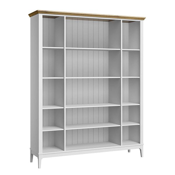 Фото Стеллаж «Квадро-С» 40-205 из массива сосны в гостиную в стиле кантри коллекция «Квадро-С» цвет белый лак, белый лак-антик 24, серый 7042-антик 24, дерево размеры 1643х2047х421 в интернет-магазине СиВер