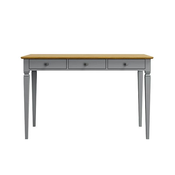Изображение рабочий стол письменный в детскую или кабинет в стиле лофт или скандинавском стиле классика коллекции "Ольса-С" 003, размеры 121х76х59 см (цвет белый лак, белый лак/антик 24, серый 7042/антик 24) для ребенка или подростка