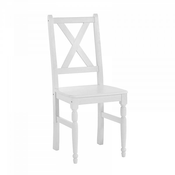 Изображение в интерьере прочный белый стул из натурального дерева массива сосны в стиле кантри или скандинавском стиле коллекции Ноа (цвет белый воск УКВ) размеры в см 45x92x48  для гостиной, кабинета или столовой от интернет-магазина СиВер
