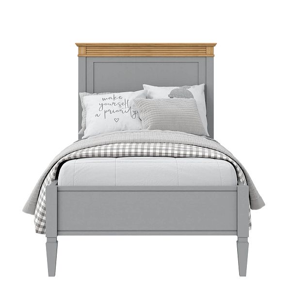 Кровать "Ольса" 90 (серый 7042/антик 24) из массива сосны производство Белоруссия, доставка по Москве и России, купить в интернет-магазине СиВер