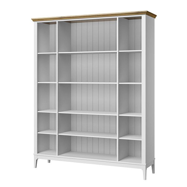 Фото Стеллаж «Квадро-С» 40-205 из массива сосны в гостиную в стиле кантри коллекция «Квадро-С» цвет белый лак, белый лак-антик 24, серый 7042-антик 24, дерево размеры 1643х2047х421 в интернет-магазине СиВер