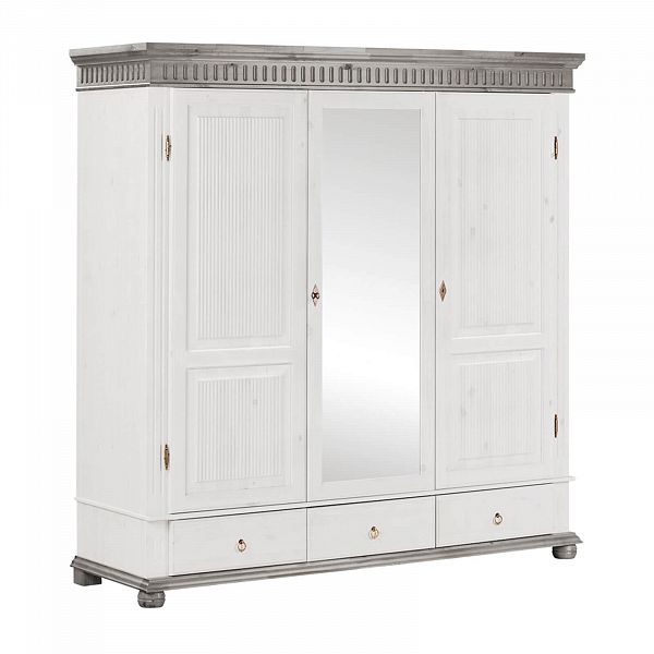 Изображение пример широкий просторный компактный шкаф с зеркалом коллекции Хельсинки 3SPGT скандинавский стиль производство Белоруссия Минский Мебельный Центр