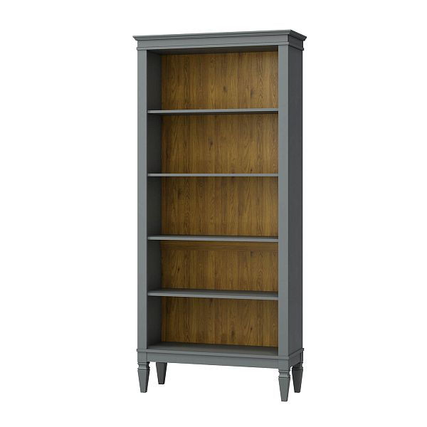 Фото стеллаж из массива сосны в гостиную в стиле лофт или скандинавском стиле коллекция "Ольса-С" цвет белый лак, серый 7042, светлый дерево размеры 93х203х36 в интернет-магазине СиВер