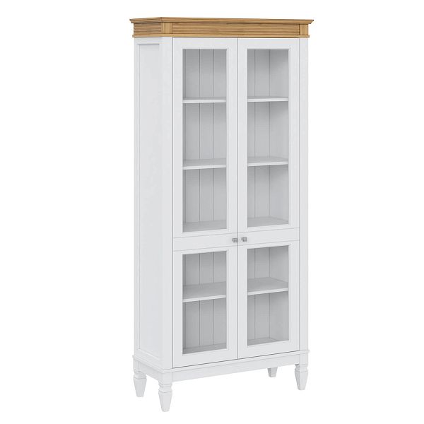 Фото стеллаж из массива сосны в гостиную в стиле лофт или скандинавском стиле коллекция Ольса цвет белый лак, белый лак/антик 24, серый 7042, серый 7042/антик 24, светлый дерево размеры 93х202х38 в интернет-магазине СиВер