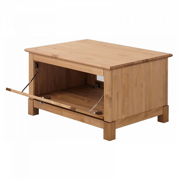 Фото столик кофейный на ножках из массива сосны с прозрачной дверцей в гостиную в стиле кантри коллекция Рауна цвет бейц масло светлый дерево размеры 90х50х67 купить в интернет-магазине СиВер